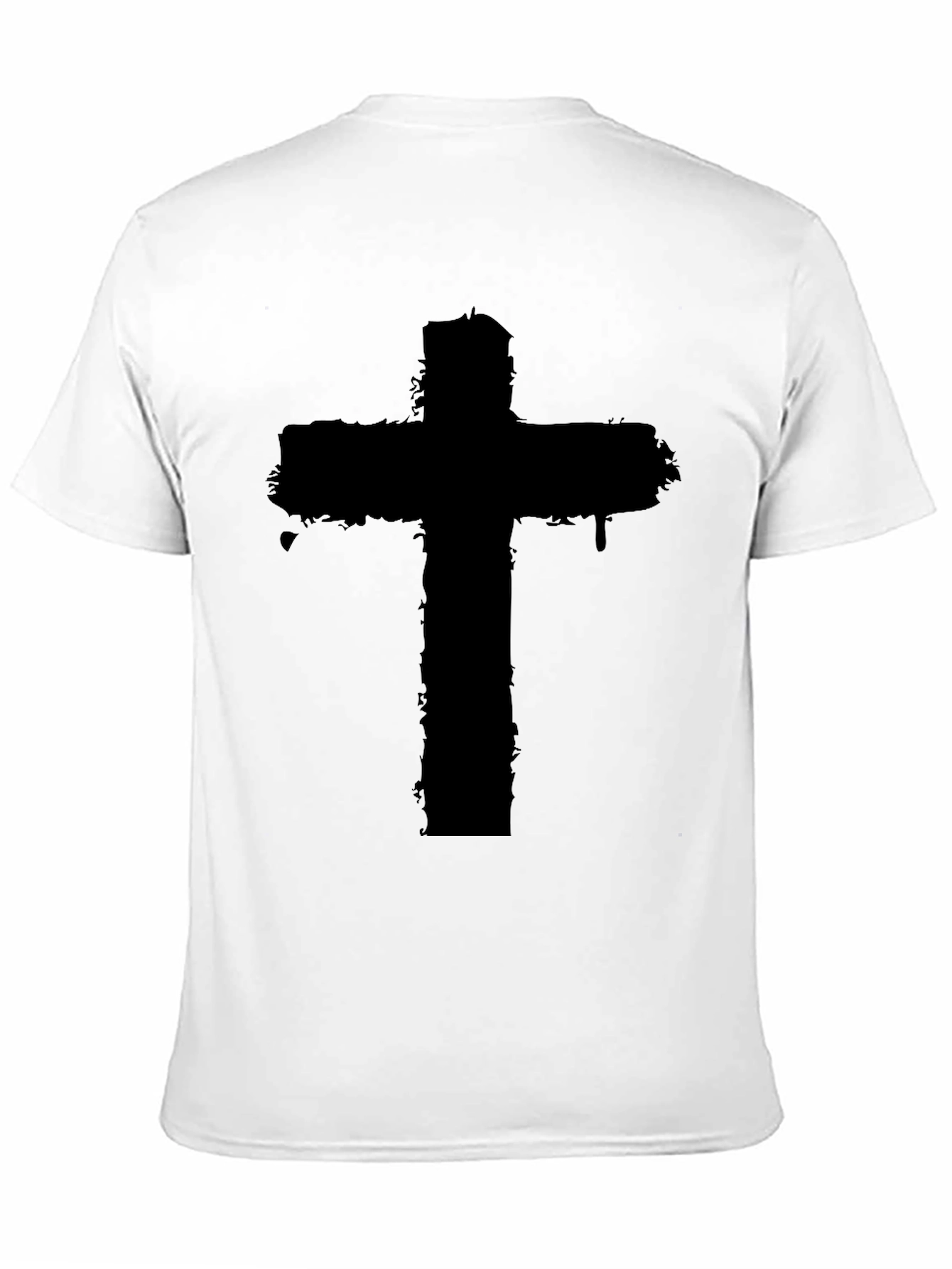 Distressed Cross Graphic Black T-Shirt