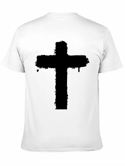 Distressed Cross Graphic Black T-Shirt