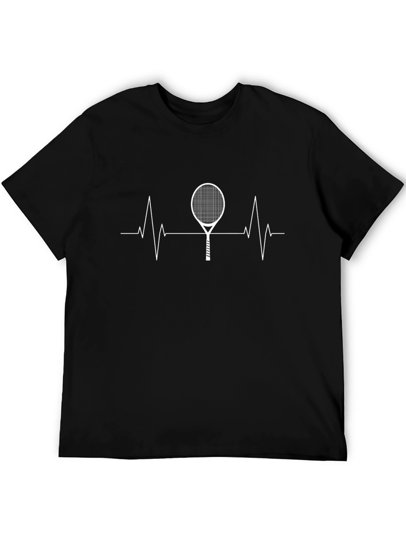 Tennis Heartbeat Graphic Tee - Black Cotton T-Shirt