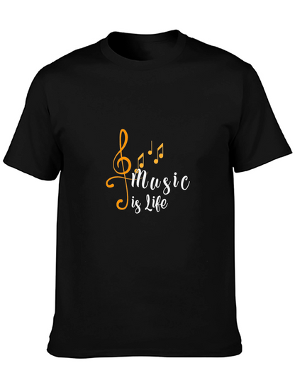Music is Life T-Shirt - Stylish Black Tee