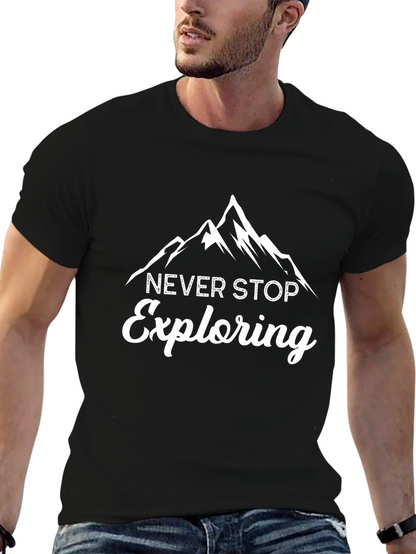 Never Stop Exploring Mountain Graphic Tee