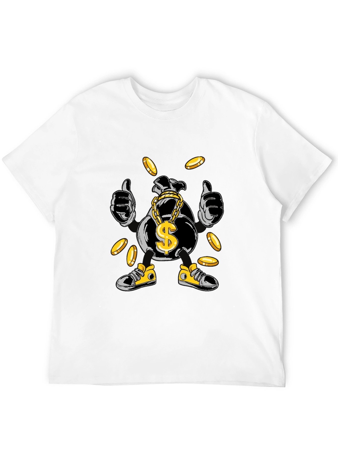 Money Bag Cartoon Graphic Tee - Black