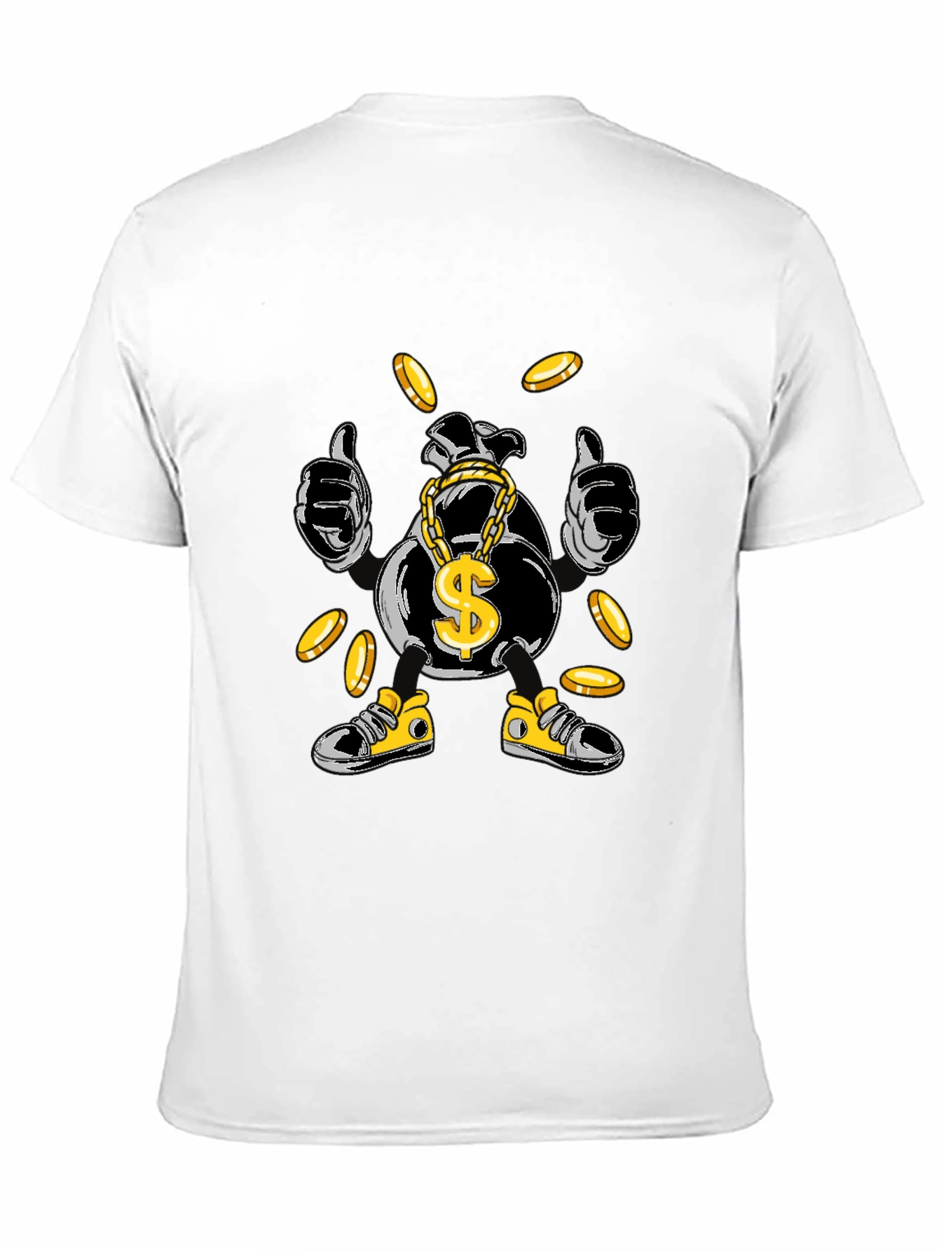 Money Bag Cartoon Graphic Tee - Black