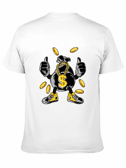 Money Bag Cartoon Graphic Tee - Black