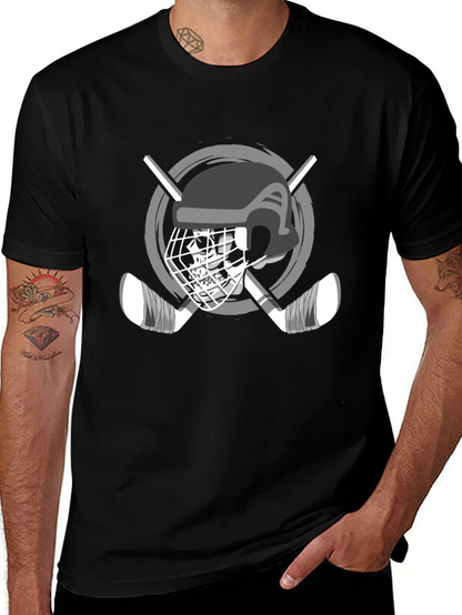 Hockey Helmet & Sticks Graphic T-Shirt