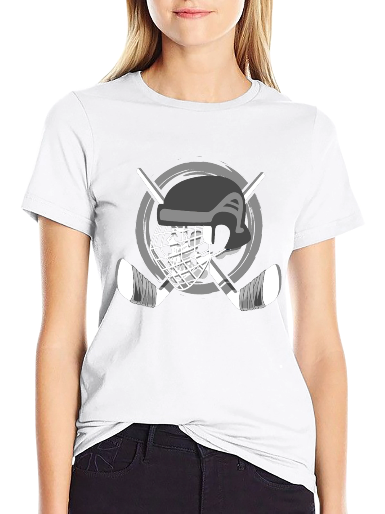 Hockey Helmet & Sticks Graphic T-Shirt