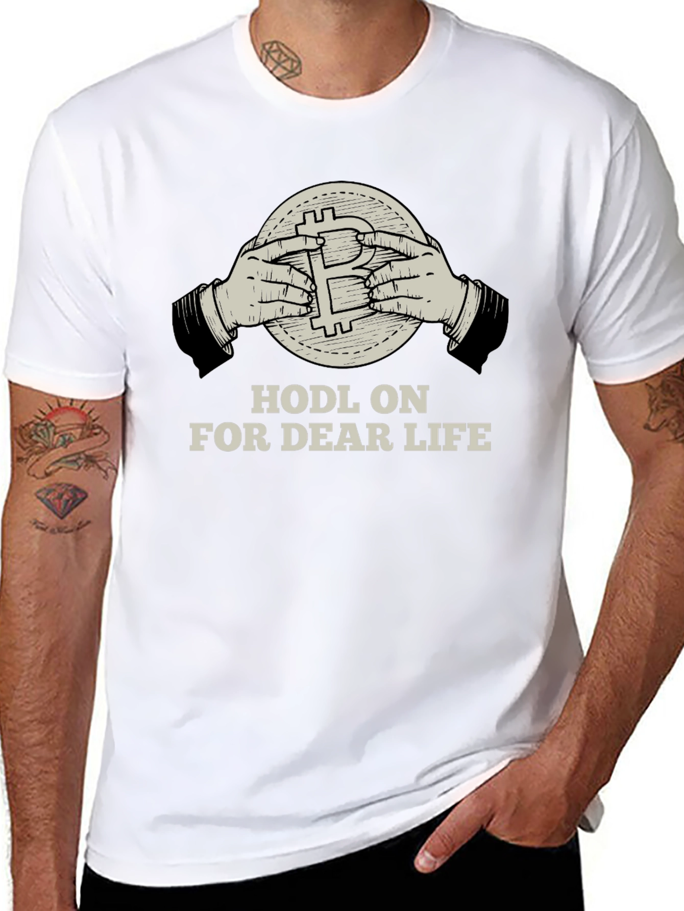 HODL ON FOR DEAR LIFE T-shirt Crypto Bitcoin