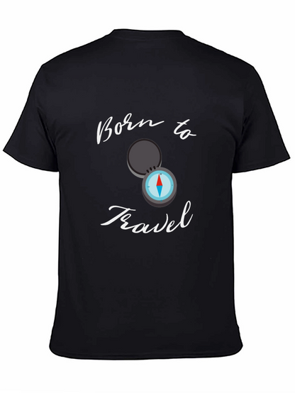 Born To Travel Black T-Shirt Compass Graphic Design