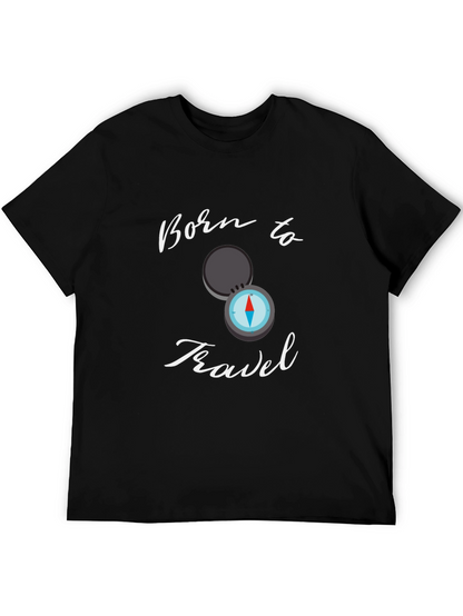 Born To Travel Black T-Shirt Compass Graphic Design