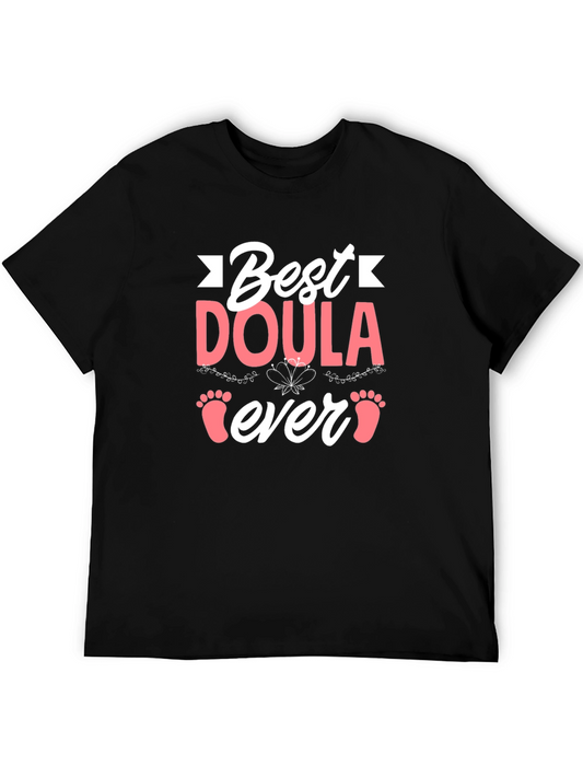 Best Doula Ever T-Shirt - Cute Baby Footprints Design
