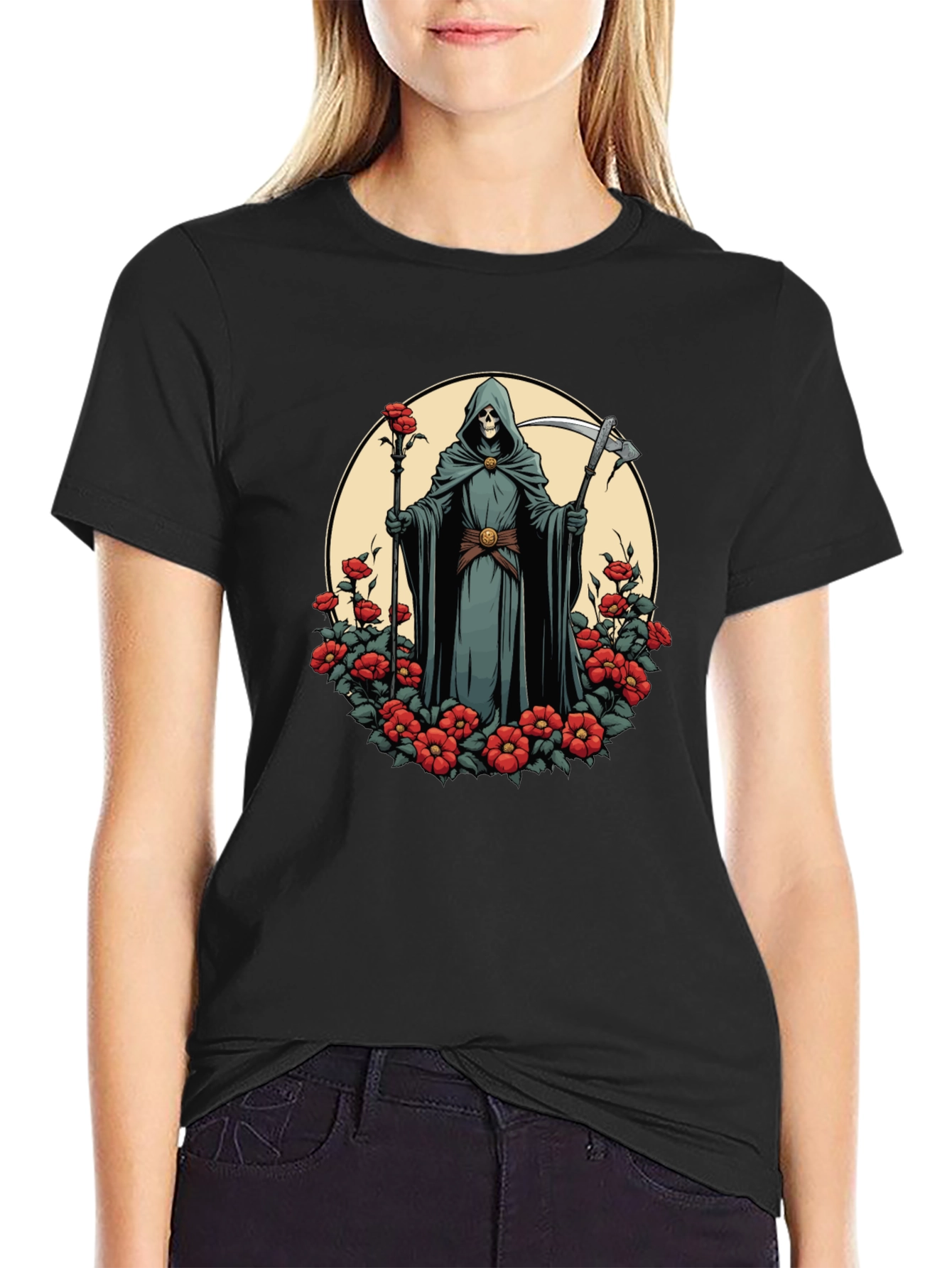 Grim Reaper Rose T-Shirt - Dark Aesthetic