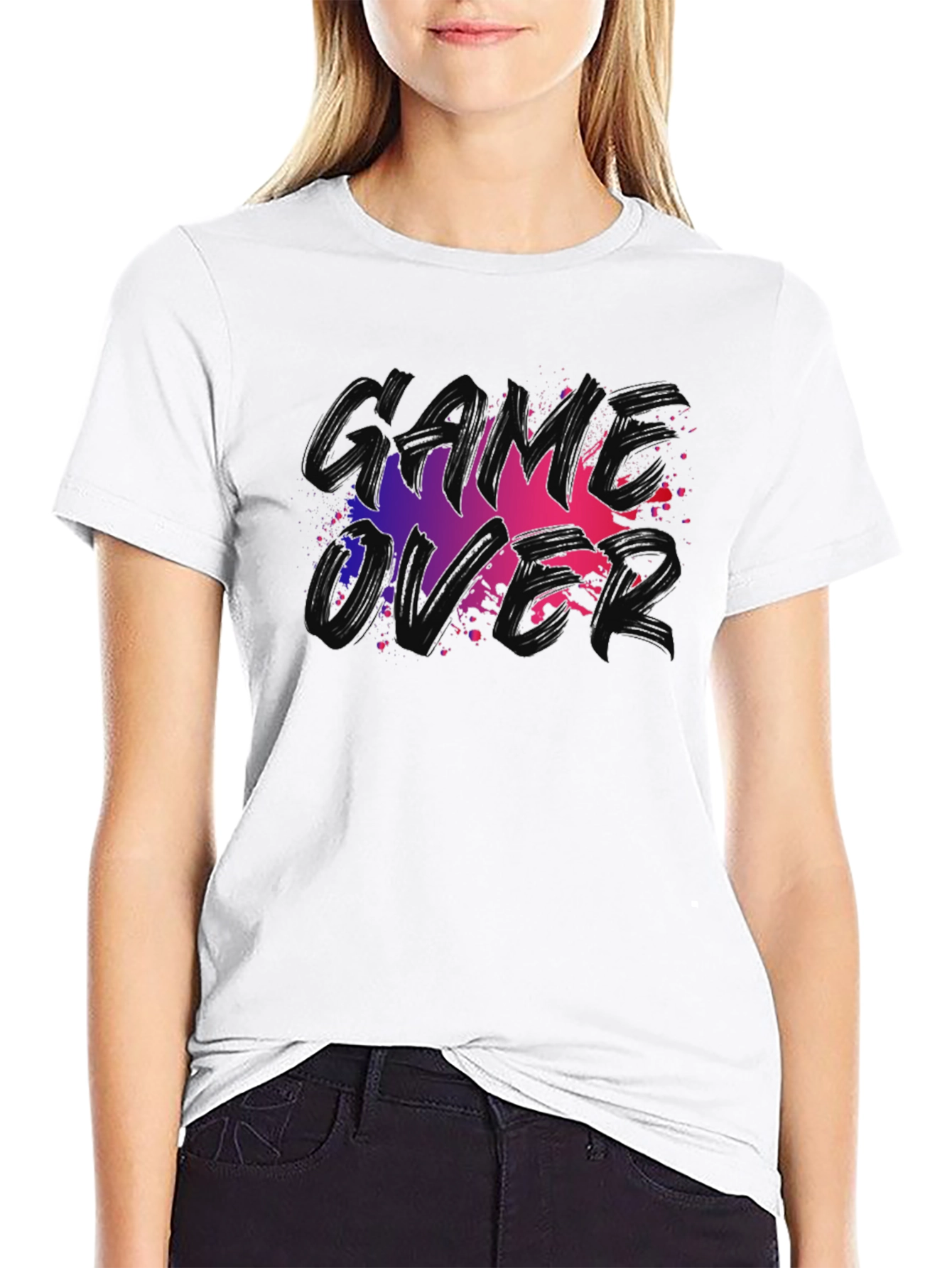 Game Over Graphic Tee - Black Cotton T-Shirt
