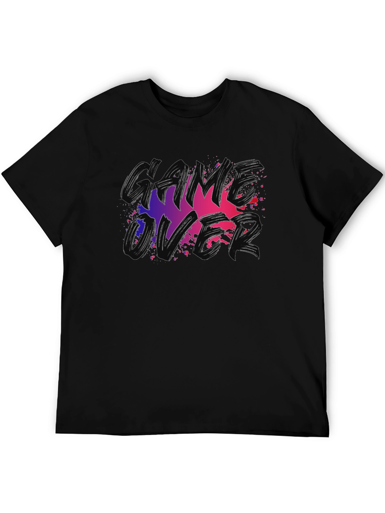 Game Over Graphic Tee - Black Cotton T-Shirt