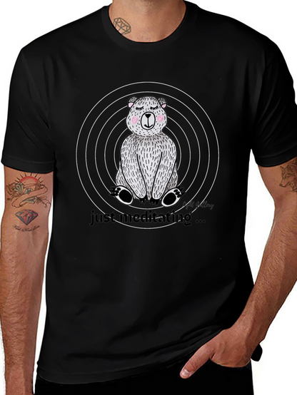 Meditating Bear Graphic Tee - Relaxed Style