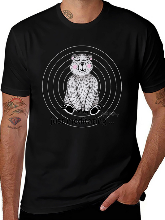 Meditating Bear Graphic Tee - Relaxed Style
