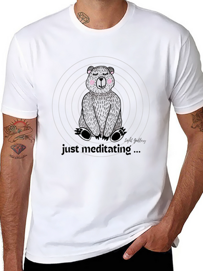 Meditating Bear Graphic Tee - Relaxed Style