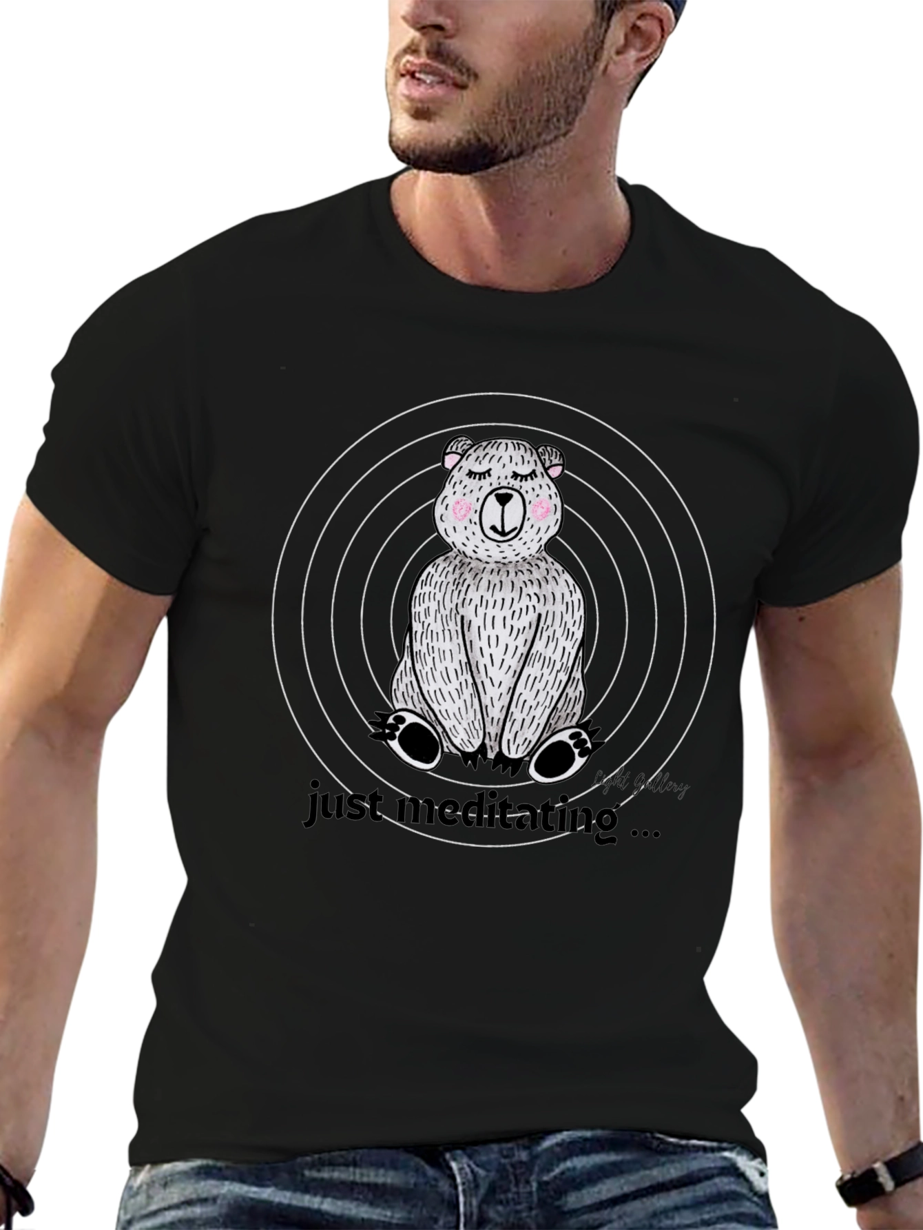 Meditating Bear Graphic Tee - Relaxed Style