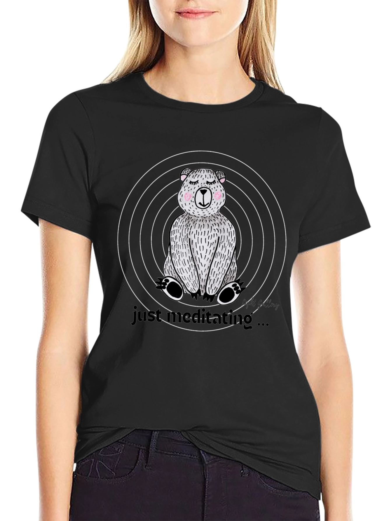 Meditating Bear Graphic Tee - Relaxed Style