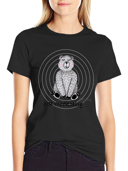 Meditating Bear Graphic Tee - Relaxed Style