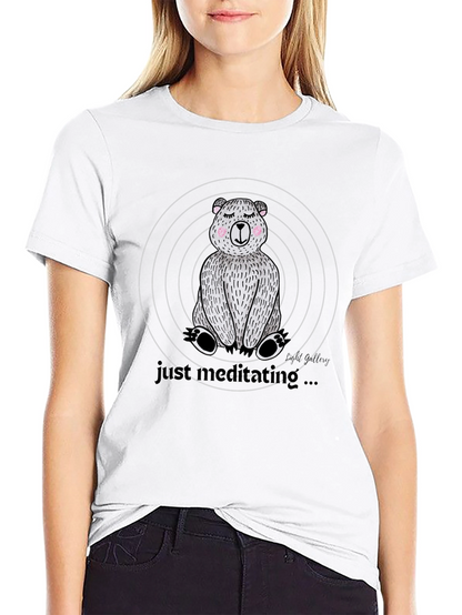 Meditating Bear Graphic Tee - Relaxed Style