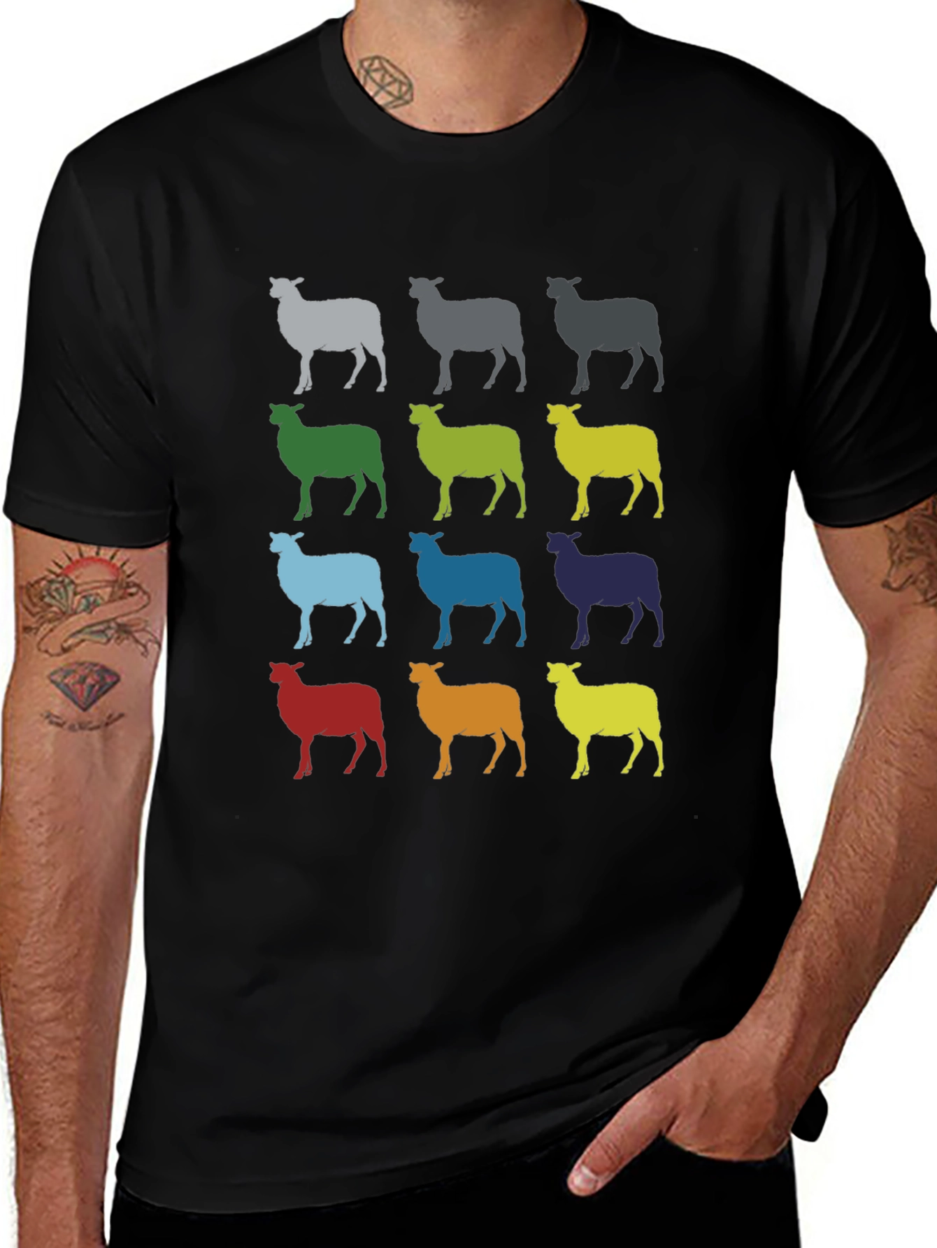 Colorful Sheep Graphic T-Shirt