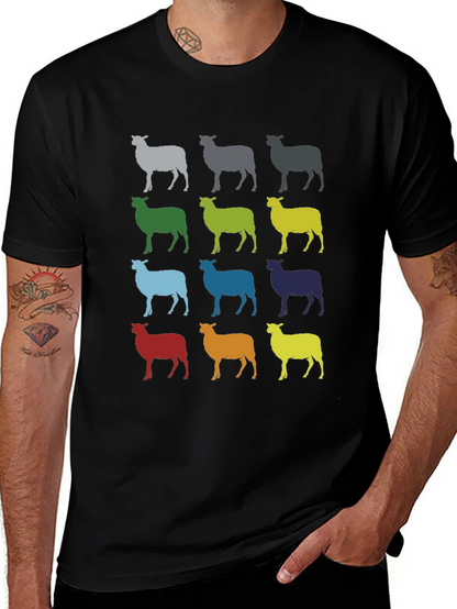 Colorful Sheep Graphic T-Shirt