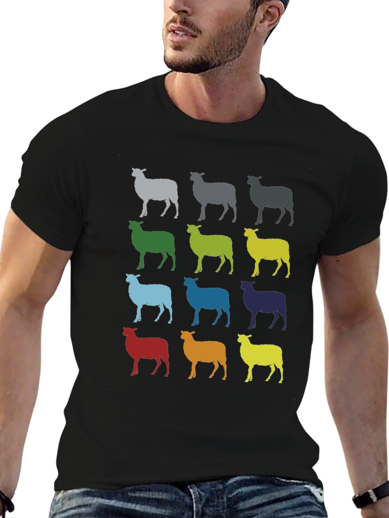 Colorful Sheep Graphic T-Shirt
