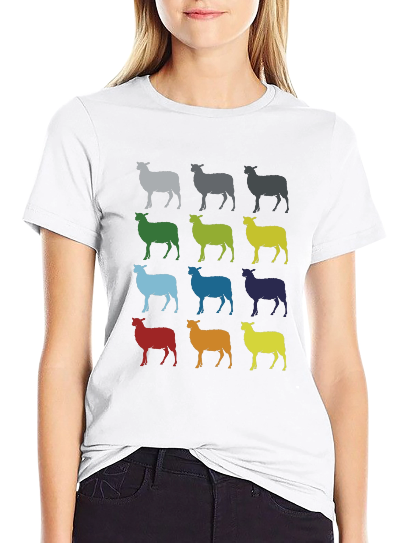 Colorful Sheep Graphic T-Shirt