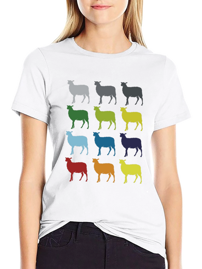 Colorful Sheep Graphic T-Shirt