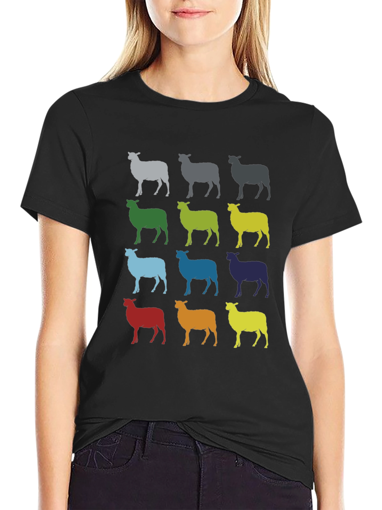Colorful Sheep Graphic T-Shirt