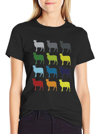 Colorful Sheep Graphic T-Shirt