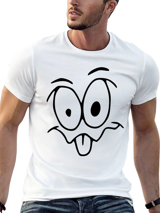 Funny Face Tongue Out Black T-Shirt