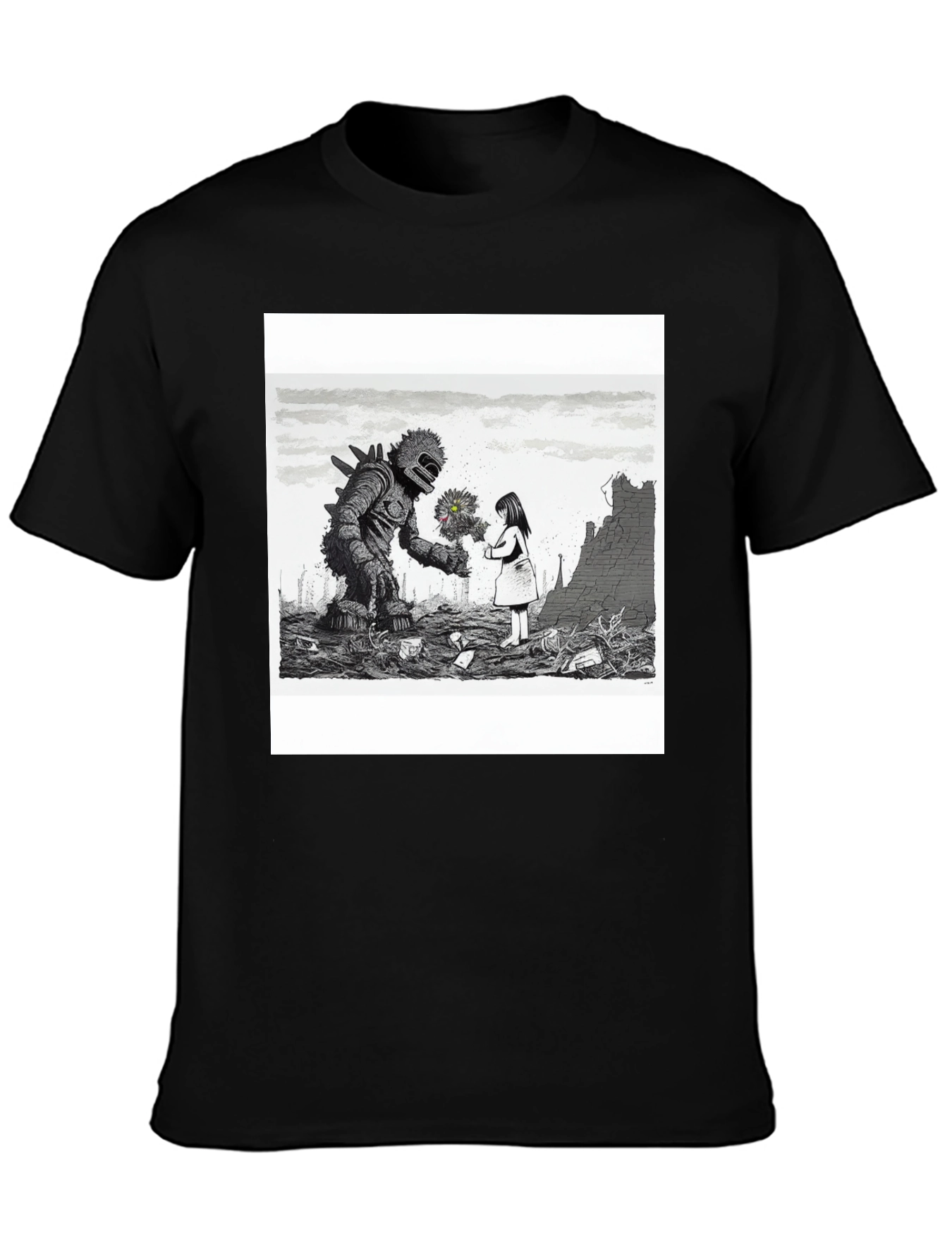 Monster & Girl Graphic Tee - Black