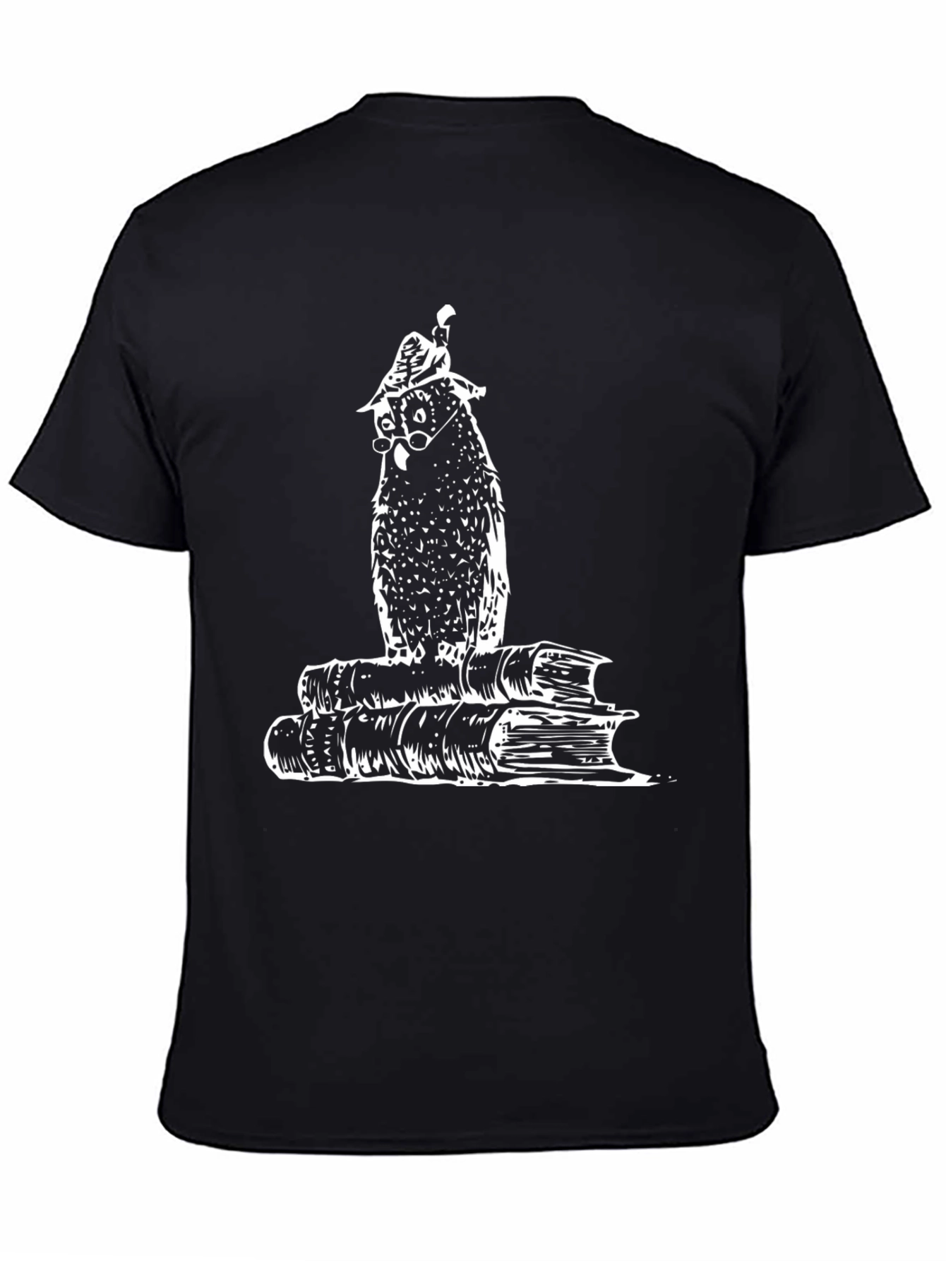 Bookworm Owl T-Shirt - Black Cotton Tee