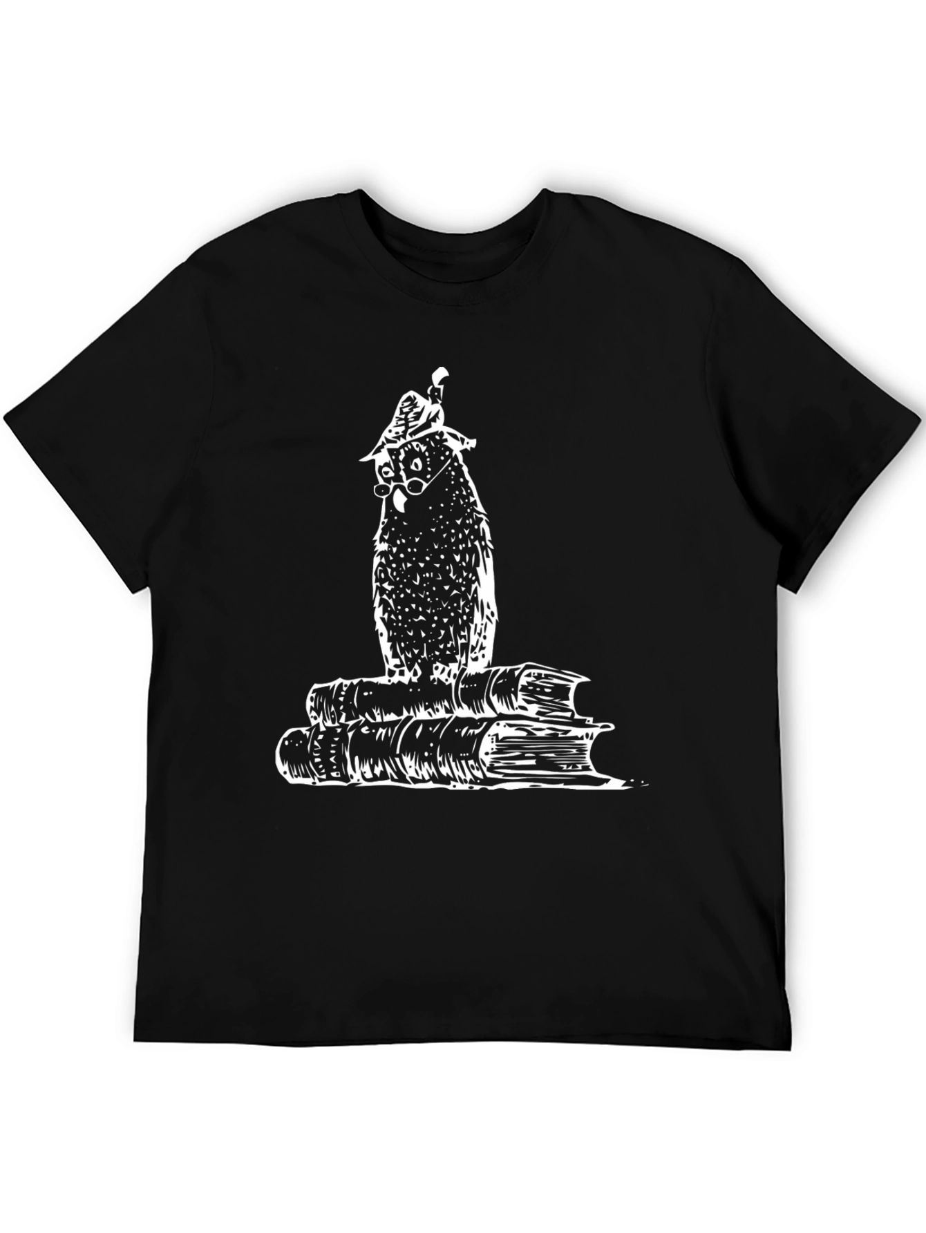 Bookworm Owl T-Shirt - Black Cotton Tee