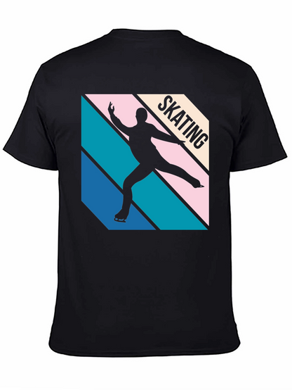 Retro Skating Graphic Tee - Black Cotton Blend
