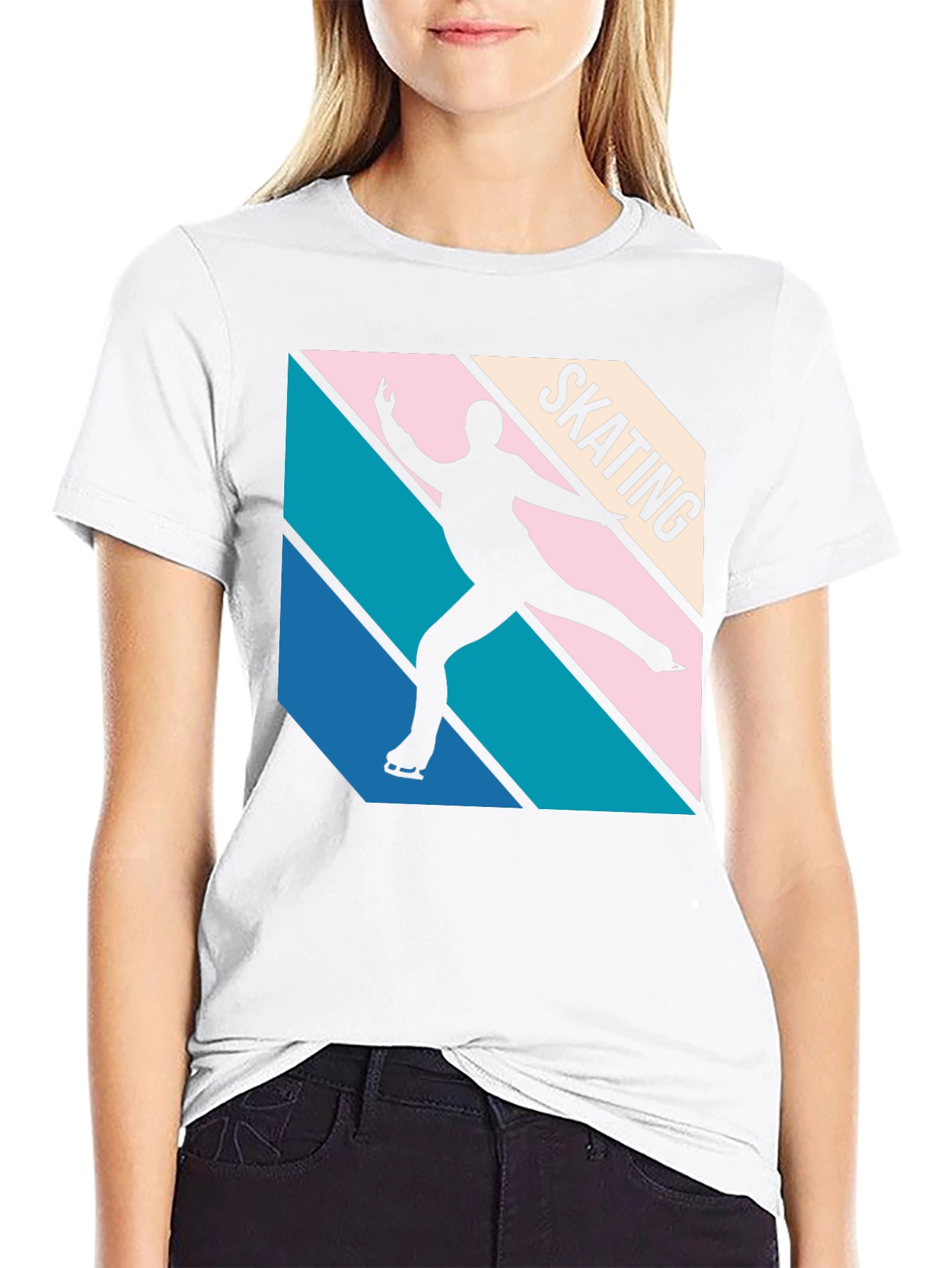 Retro Skating Graphic Tee - Black Cotton Blend