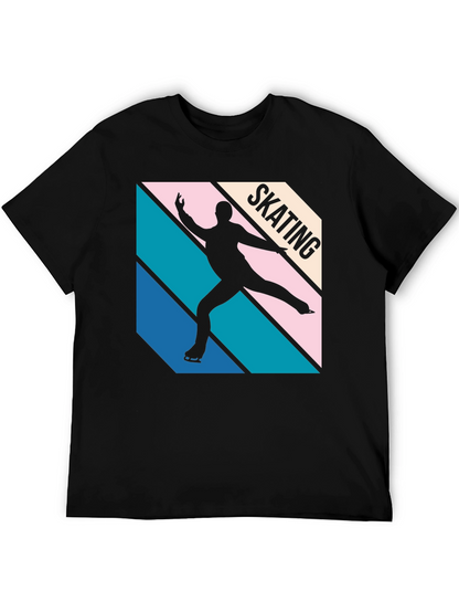 Retro Skating Graphic Tee - Black Cotton Blend