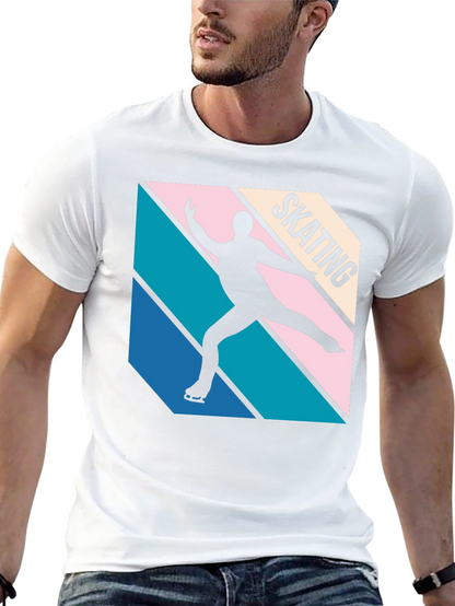 Retro Skating Graphic Tee - Black Cotton Blend