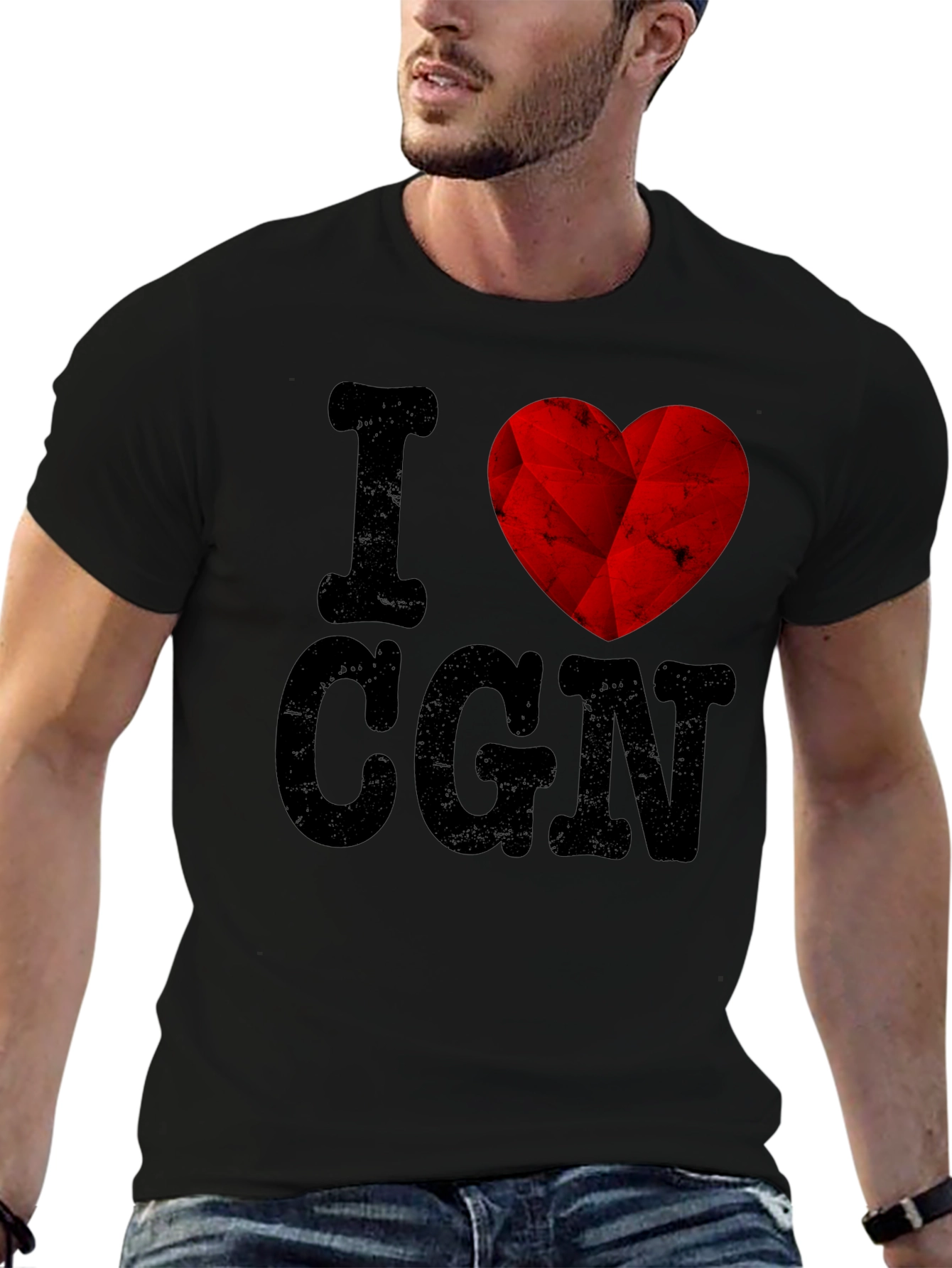 I Love CGN Graphic T-Shirt - Black Cotton Tee