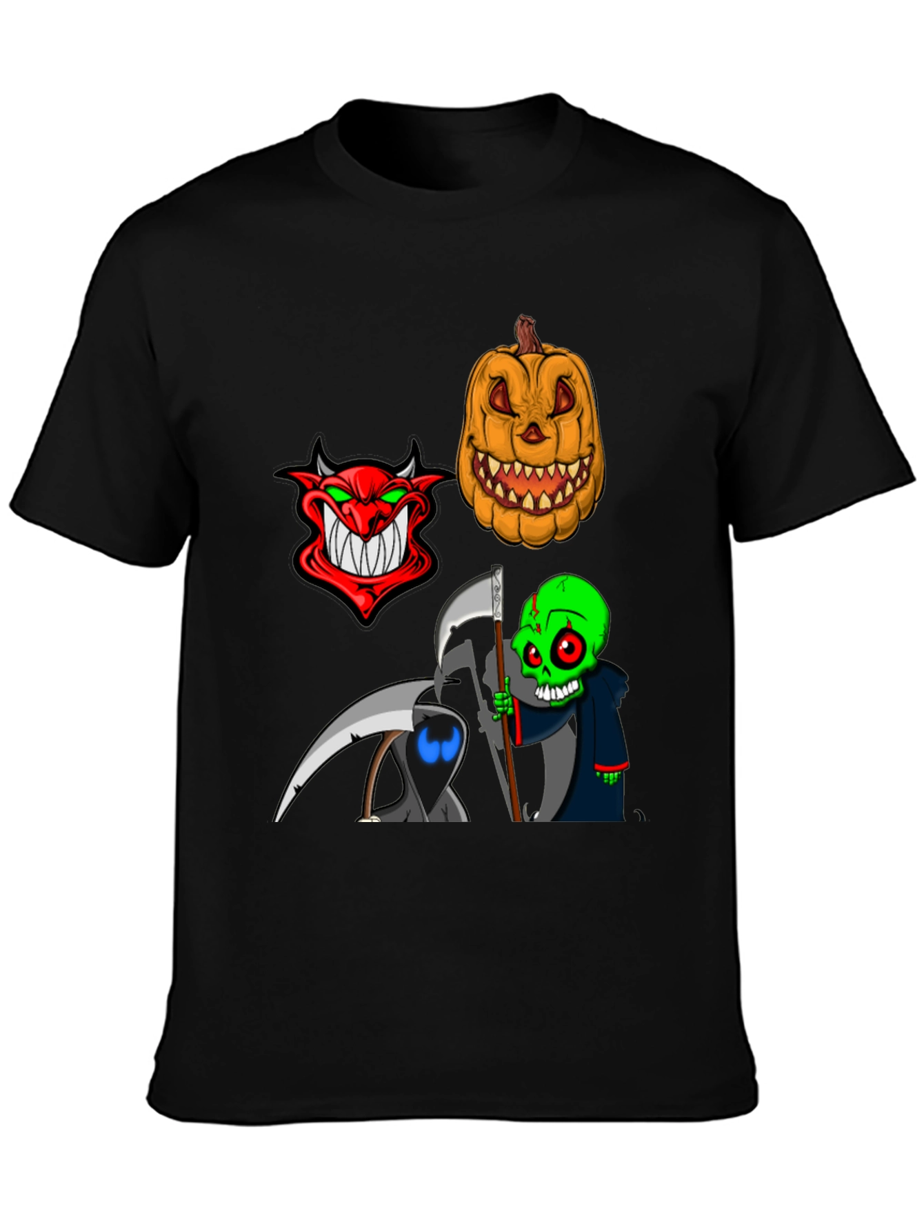 Halloween Themed Graphic Tee - Devil Pumpkin Reaper