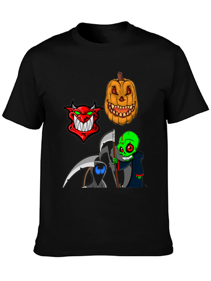 Halloween Themed Graphic Tee - Devil Pumpkin Reaper