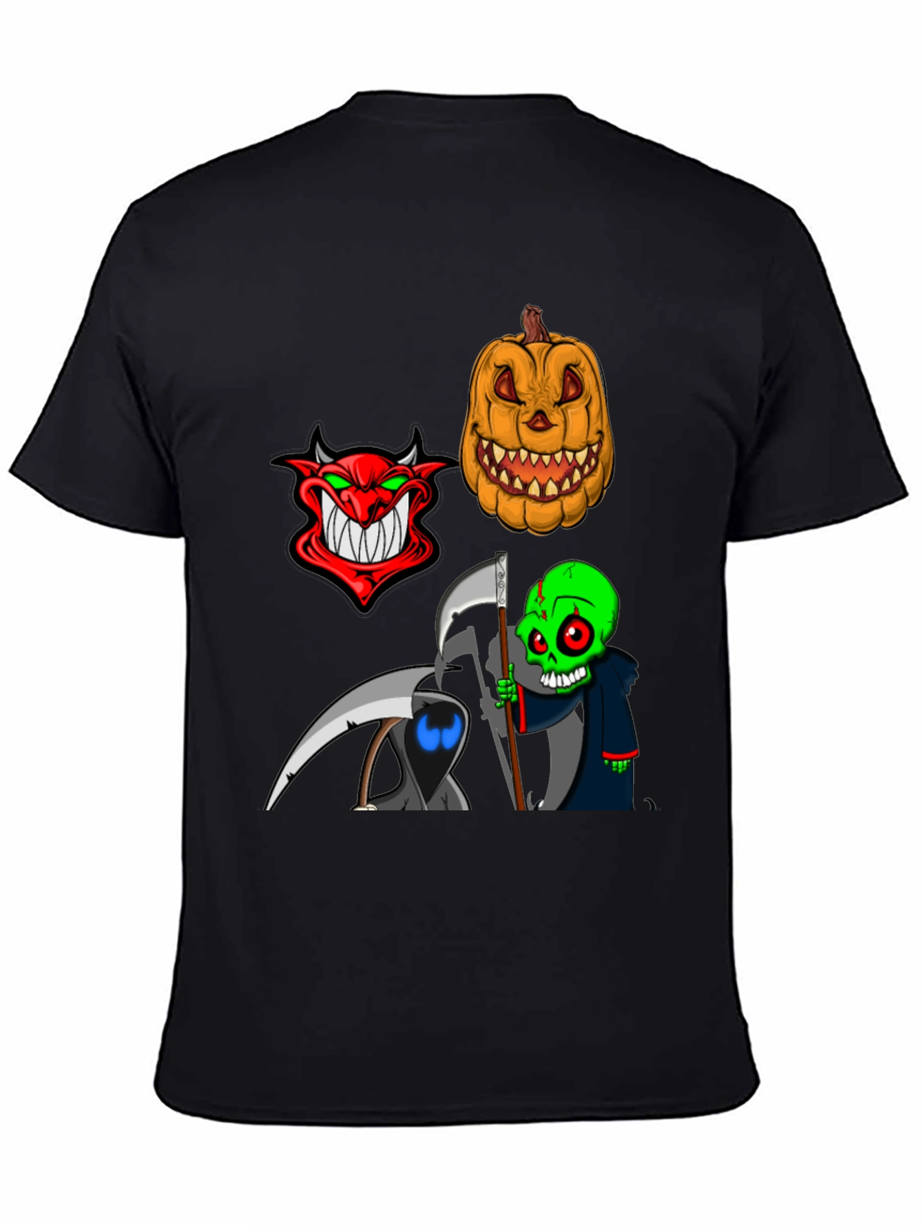 Halloween Themed Graphic Tee - Devil Pumpkin Reaper