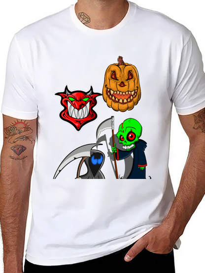 Halloween Themed Graphic Tee - Devil Pumpkin Reaper