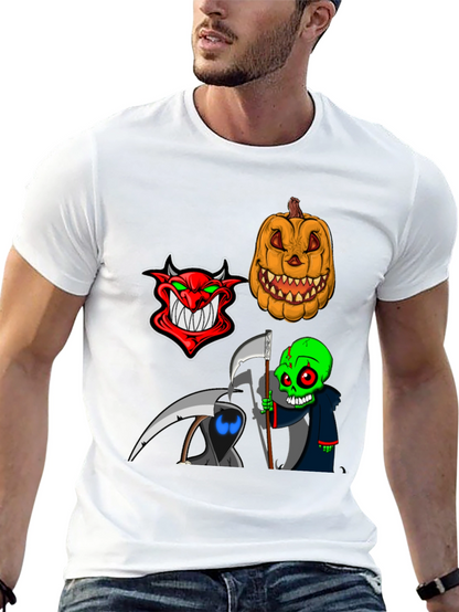 Halloween Themed Graphic Tee - Devil Pumpkin Reaper