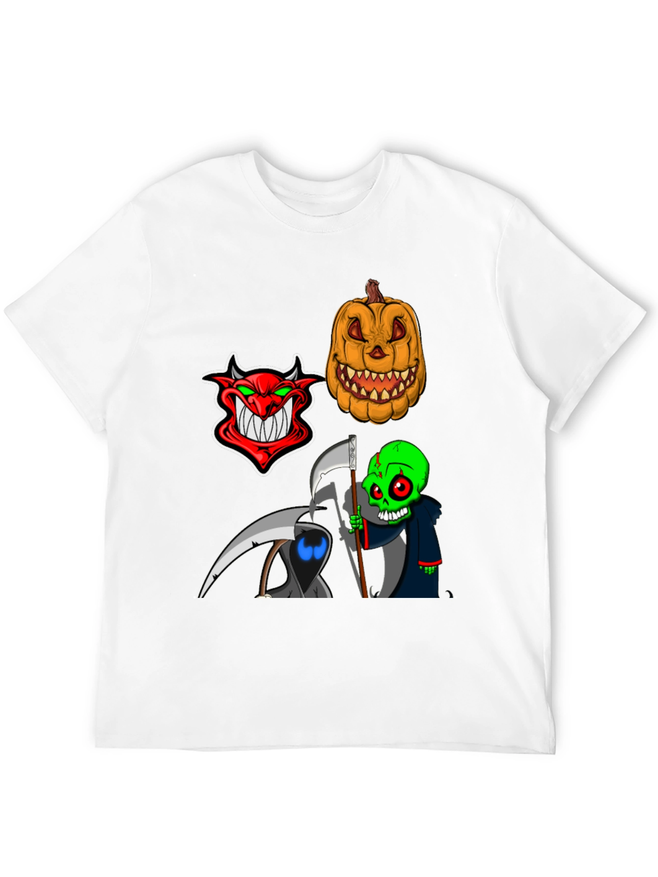 Halloween Themed Graphic Tee - Devil Pumpkin Reaper