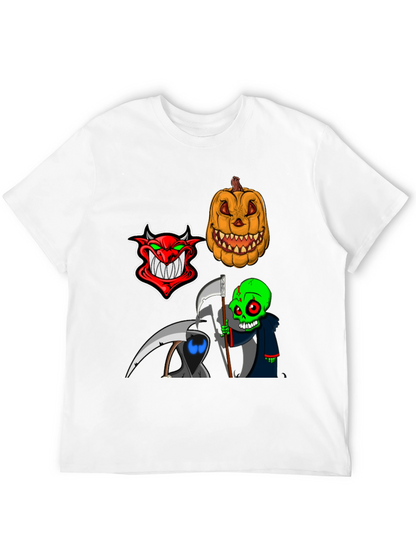 Halloween Themed Graphic Tee - Devil Pumpkin Reaper