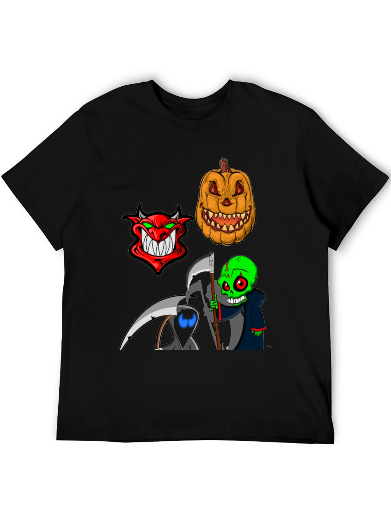 Halloween Themed Graphic Tee - Devil Pumpkin Reaper