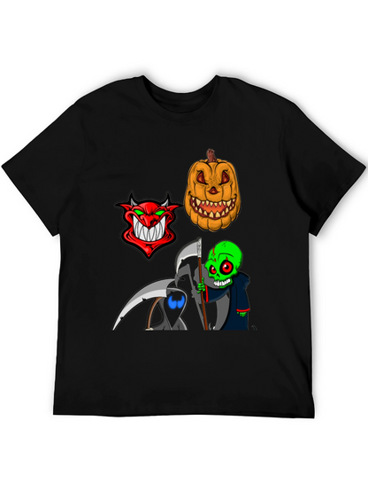 Halloween Themed Graphic Tee - Devil Pumpkin Reaper