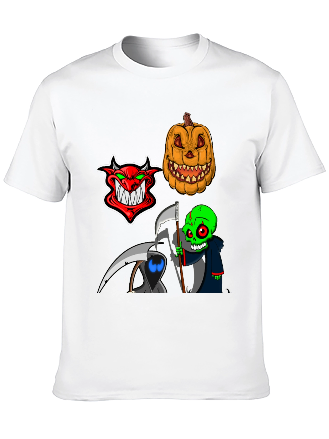 Halloween Themed Graphic Tee - Devil Pumpkin Reaper
